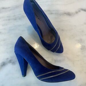 Madden Girl by Steve Madden Royal Blue Suede Zipper Heels